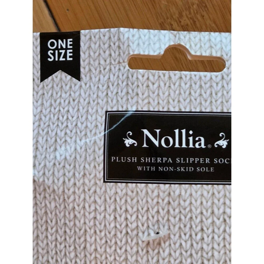 New Nollia Plush Sherpa Slipper Socks Buffalo Plaid Black White
